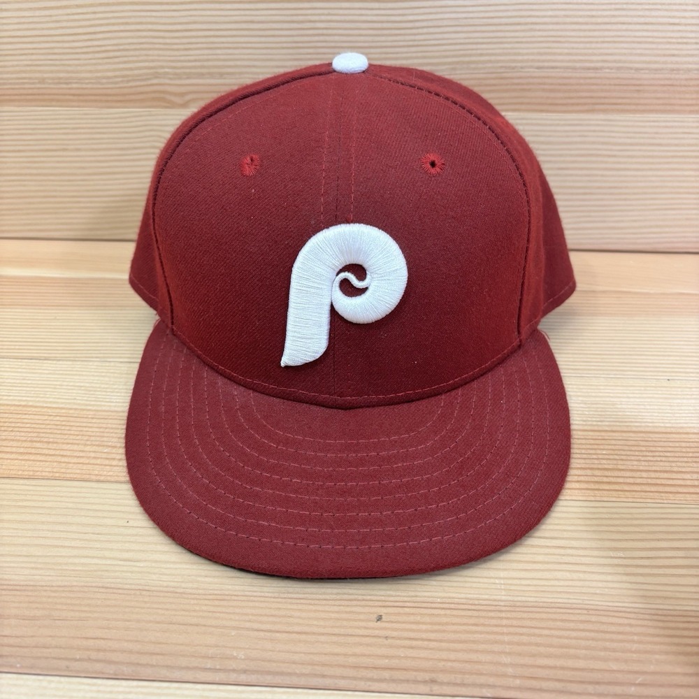 New Era Philadelphia Philles 7 1/4 Fitted 59fifty Hat Maroon Made In The Usa